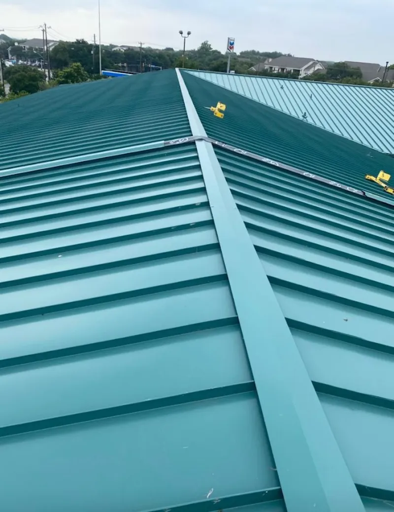 Green commercial metal roof ridge and valley for Metal Roof Repair in Park
